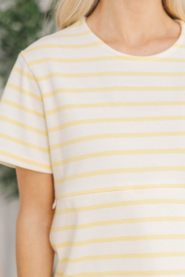 NURSING COLLECTION: Lucky You Yellow Striped Tee