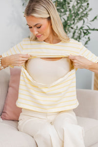 NURSING COLLECTION: Lucky You Yellow Striped Tee