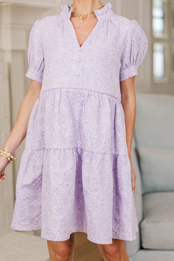 NURSING COLLECTION: All Signs Point Here Lavender Textured Dress