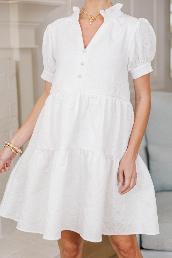 NURSING COLLECTION: All Signs Point Here White Textured Dress