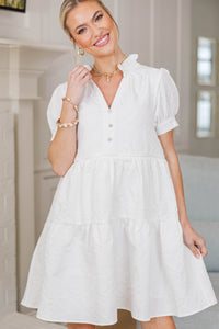 NURSING COLLECTION: All Signs Point Here White Textured Dress