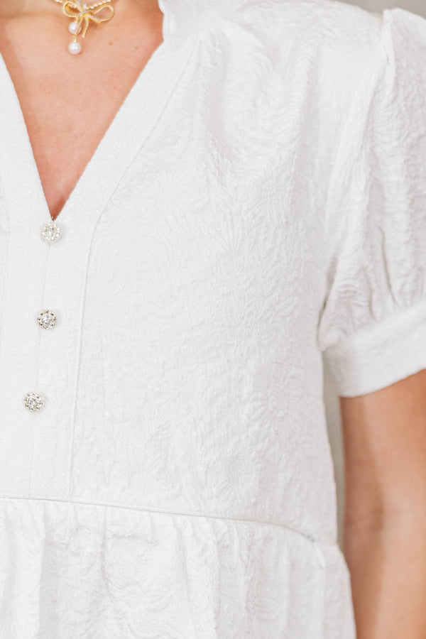 NURSING COLLECTION: All Signs Point Here White Textured Dress