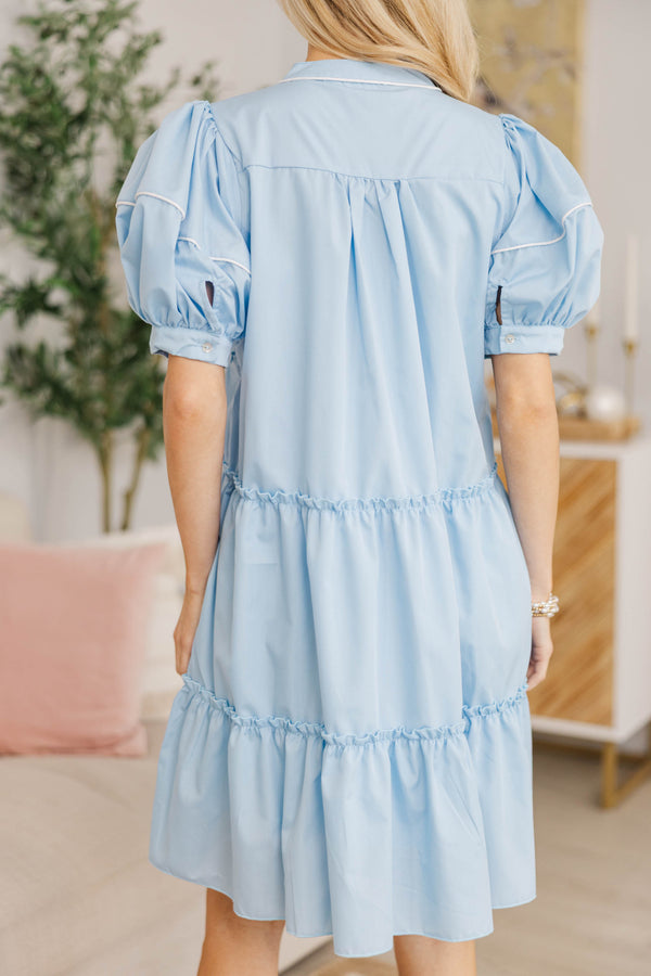 NURSING COLLECTION: The Right Fit Light Blue Embroidered Babydoll Dress