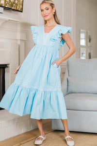 NURSING COLLECTION: Little Miss Lovely Light Blue Ruffled Midi Dress