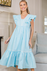 NURSING COLLECTION: Little Miss Lovely Light Blue Ruffled Midi Dress