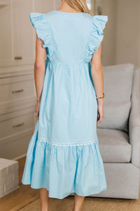 NURSING COLLECTION: Little Miss Lovely Light Blue Ruffled Midi Dress