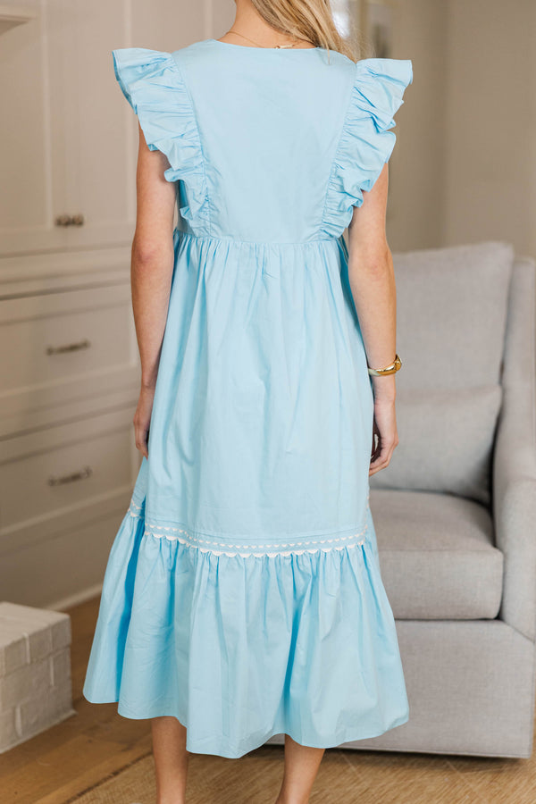 NURSING COLLECTION: Little Miss Lovely Light Blue Ruffled Midi Dress