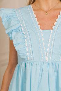 NURSING COLLECTION: Little Miss Lovely Light Blue Ruffled Midi Dress