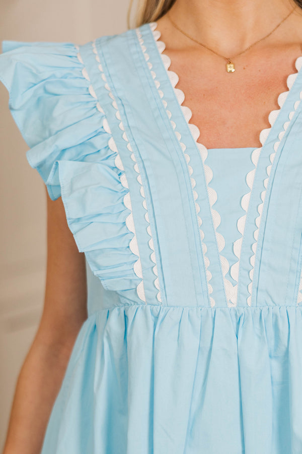 NURSING COLLECTION: Little Miss Lovely Light Blue Ruffled Midi Dress