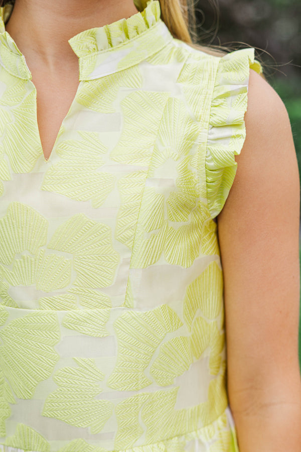 Girls: Feminine Joy Yellow Brocade Dress