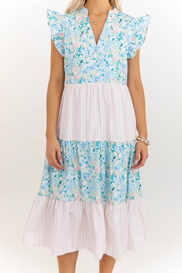 Created Beauty Pink Mixed Print Midi Dress