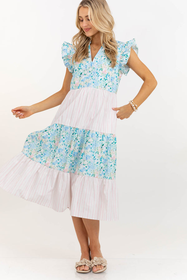 Created Beauty Pink Mixed Print Midi Dress