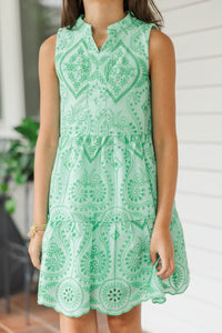 Girls: The Meridith Green Embroidered Dress