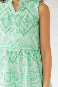 Girls: The Meridith Green Embroidered Dress