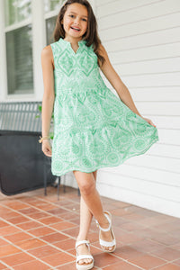 Girls: The Meridith Green Embroidered Dress