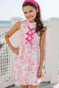 Girls: The Ariana Pink Sailboat Toile Sleeveless Dress