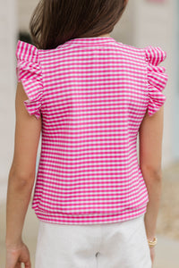 Girls: Through The Days Pink Gingham Pima Cotton Top