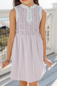 Girls: The Birdie Bliss Pink Striped Smocked Dress
