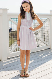 Girls: The Birdie Bliss Pink Striped Smocked Dress