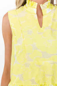 Feminine Joy Yellow Brocade Dress