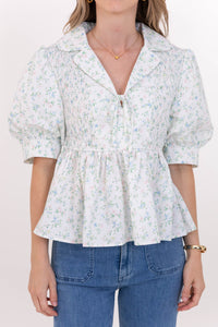 Sweet Staple White Ditsy Floral Blouse