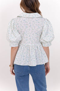 Sweet Staple White Ditsy Floral Blouse