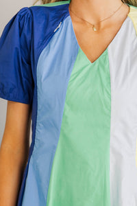 NURSING COLLECTION: Feeling Settled Blue Colorblock Midi Dress