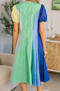 NURSING COLLECTION: Feeling Settled Blue Colorblock Midi Dress