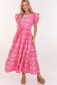 Bright Vibes Hot Pink Cheetah Midi Dress