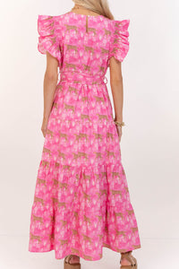 Bright Vibes Hot Pink Cheetah Midi Dress
