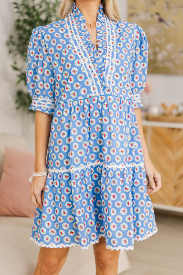 NURSING COLLECTION: Love Grows Here Blue Medallion Dress