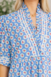 NURSING COLLECTION: Love Grows Here Blue Medallion Dress