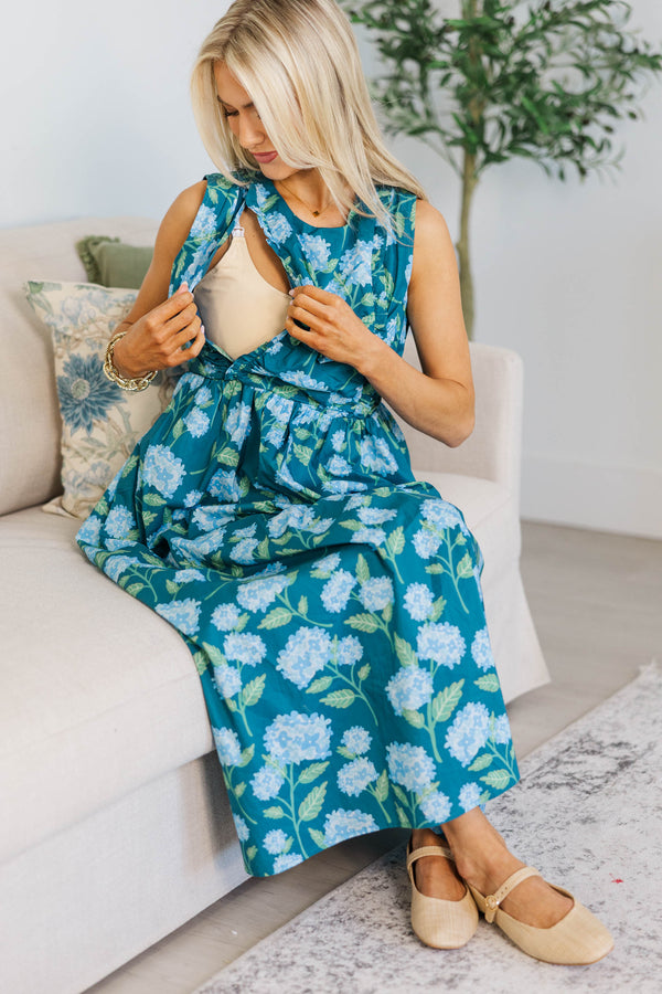 NURSING COLLECTION: All Together Now Navy Blue Floral Midi Dress