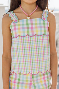 Girls: So Very You Pink Gingham Scalloped Set