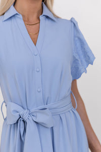 A Little Like Magic Light Blue Embroidered Midi Dress