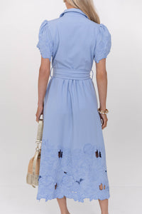 A Little Like Magic Light Blue Embroidered Midi Dress
