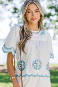 Feels Light And Lovely White Embroidered Blouse