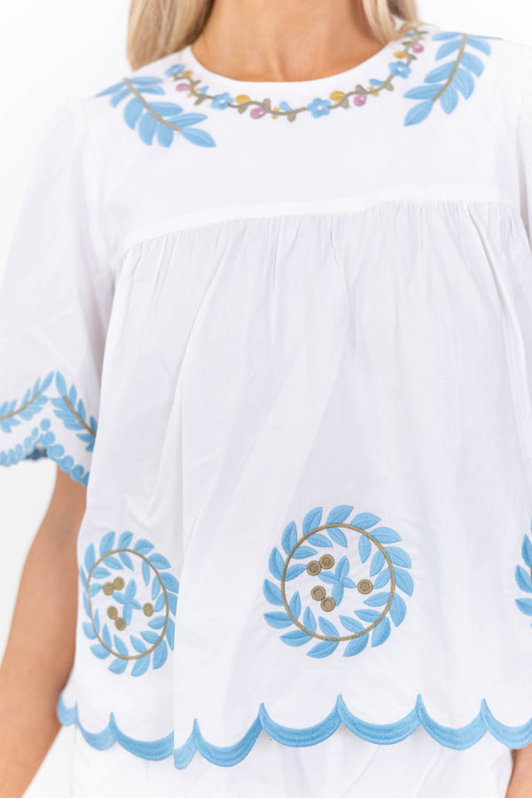 Feels Light And Lovely White Embroidered Blouse