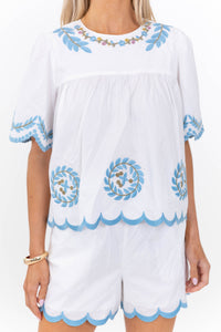 Feels Light And Lovely White Embroidered Blouse