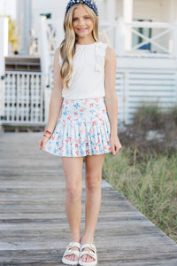 Girls: The Sadie Blue Bow Print Skort