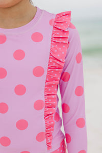 Girls: The Caitlin Pink Polka Dot Two Piece Swimsuit