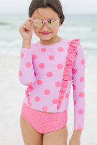 Girls: The Caitlin Pink Polka Dot Two Piece Swimsuit