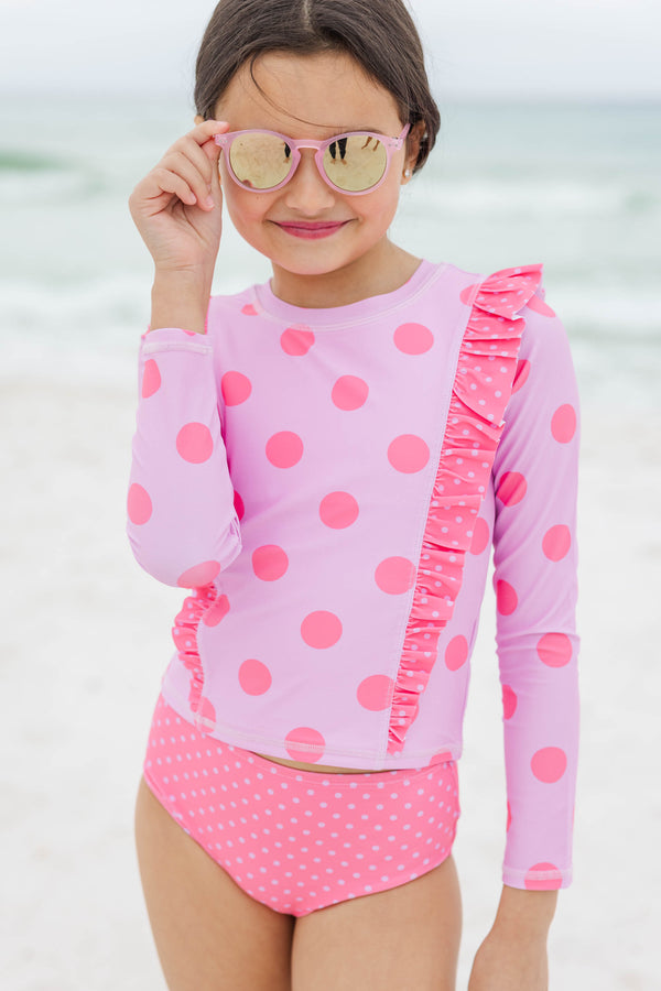 Girls: The Caitlin Pink Polka Dot Two Piece Swimsuit