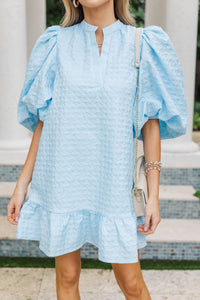 Right Where We Left Off Light Blue Textured Dress