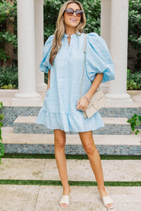 Right Where We Left Off Light Blue Textured Dress