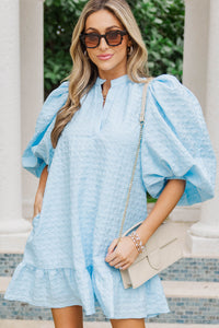 Right Where We Left Off Light Blue Textured Dress
