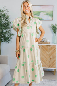 NURSING COLLECTION: Simply Lovely Green Polka Dot Midi Dress