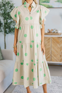 NURSING COLLECTION: Simply Lovely Green Polka Dot Midi Dress