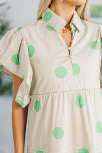 NURSING COLLECTION: Simply Lovely Green Polka Dot Midi Dress