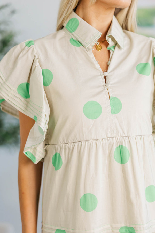 NURSING COLLECTION: Simply Lovely Green Polka Dot Midi Dress